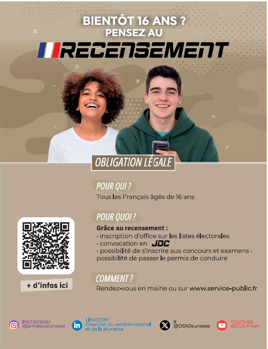 Recensement à partir de 16 ans