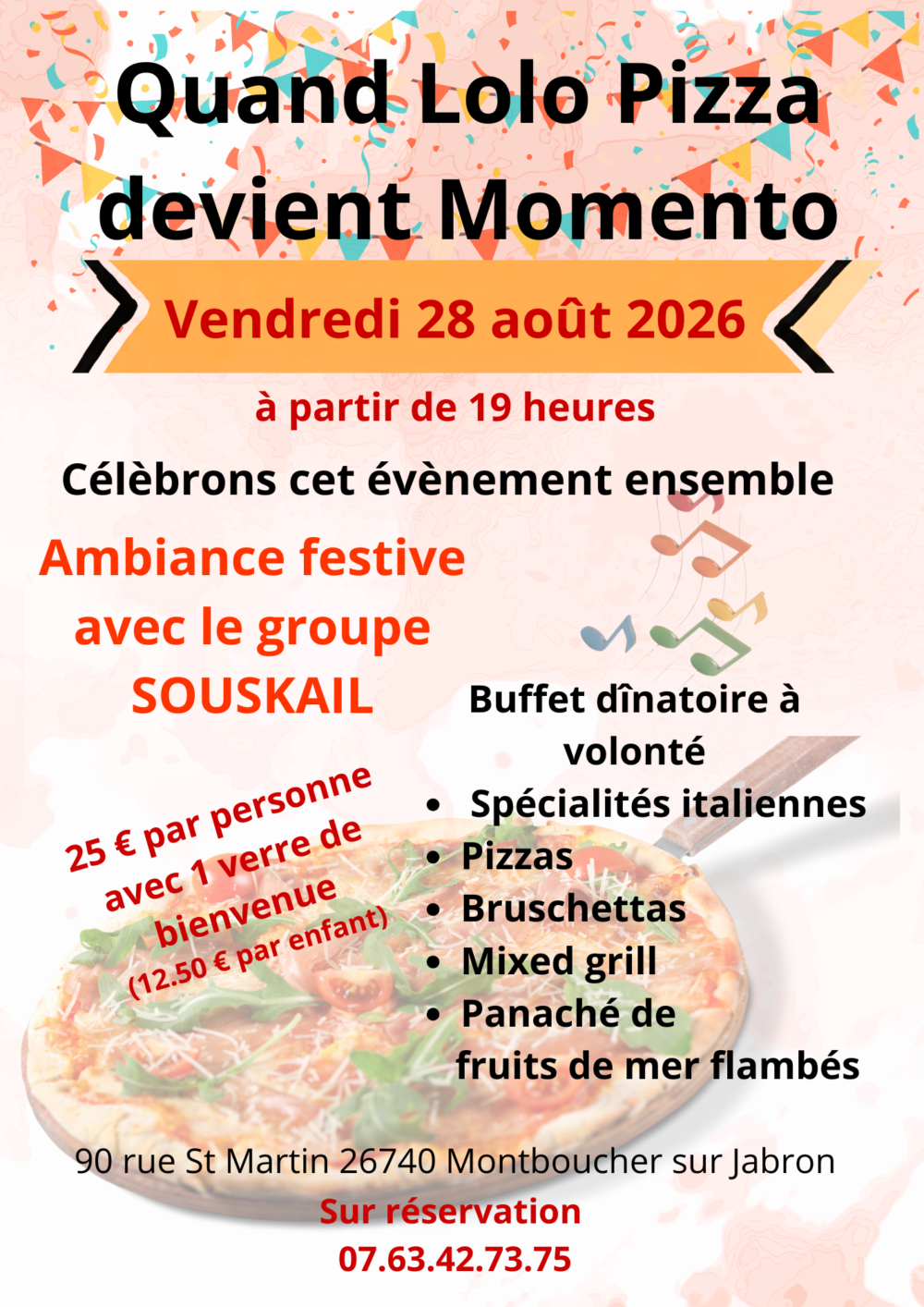 Ouverture de la pizzeria Momento
