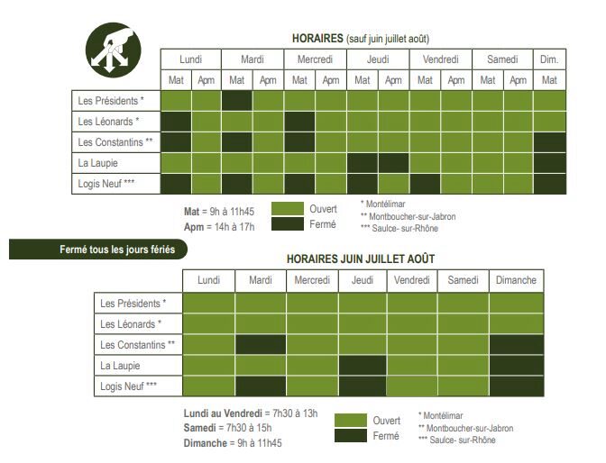 Horaires d'ouverture